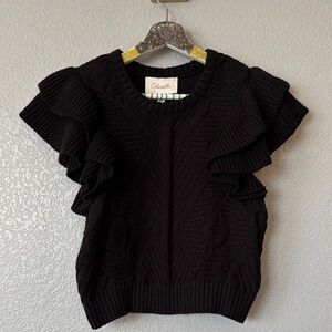 Cleobella Black Ruffle Sleeve Sweater
